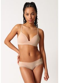 Triangel-BH Skiny "Classicotton", Damen, Gr. 75, Cup B, beige, Obermaterial: 94% Baumwolle, 6% Elasthan. Spitze: 85% Polyamid, 15% Elasthan, BHs Triangel-BH, Baumwollmix, gepolstert, ohne B&uuml;gel, bequem, schlicht