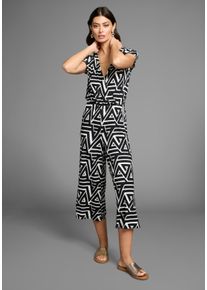 Jumpsuit Laura Scott, Damen, Gr. 44, N-Gr, schwarz (schwarz, gemustert), Single Jersey, Obermaterial: 95% Viskose, 5% Elasthan, gemustert, figurbetont ca. Mitte Wade, V-Ausschnitt, Overalls Jumpsuit, mit V-Ausschnitt