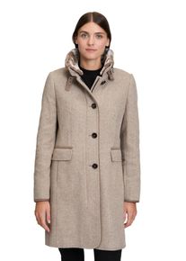 Wollmantel Gil Bret, Damen, Gr. 46, walnut melange, Web, Obermaterial: 70% Wolle, 20% Polyester, 10% Polyamid, meliert, unifarben, tailliert ca. Mitte Oberschenkel, Rundhals, M&auml;ntel Wollmantel, mit Wolle, Stehkragen und Knopfleiste