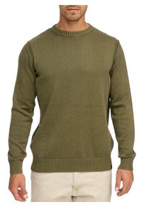 Rundhalspullover INDICODE "INNiels O-neck", Herren, Gr. M, gr&uuml;n (schwarz olive), Strick, Obermaterial: 100% Baumwolle, unifarben, regular fit, Rundhals, Rippb&uuml;ndchen, Pullover Rundhalspullover