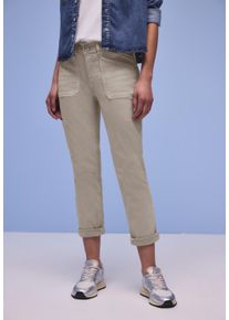 Cargojeans Street One "Style Charlie", Damen, Gr. 27, L&auml;nge 28, beige washed, Denim/Jeans, Obermaterial: 81% Baumwolle, 17% Polyester, 2% Elasthan, unifarben, loose fit lang, Jeans Cargojeans, mit Slim Legs und Stretch