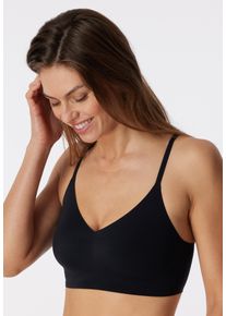 Bustier Schiesser "Invisible Soft", Damen, Gr. 36, N-Gr, schwarz (000, schwarz), Single Jersey, Obermaterial: 75% Polyamid, 25% Elasthan, unifarben, k&ouml;rpernah, BHs Bustier, Mikrofaser, herausnehmbare Pads, V-Ausschnitt, Lasercut-Abschl&uuml;sse, Topseller