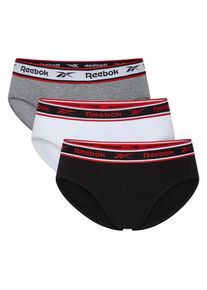 Slip Reebok "CHASE", Herren, Gr. S, schwarz-wei&szlig; (schwarz, wei&szlig;,), Single Jersey, Obermaterial: 95% Baumwolle, 5% Elasthan, bedruckt, mehrfarbig, eng, Unterhosen Slip, basic, bequem, atmungsaktiv, mit Logo, breiter Bund, Baumwollmix