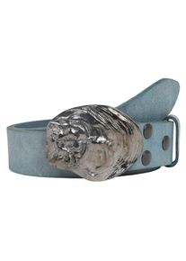 Lederg&uuml;rtel RETTUNGSRING G&Uuml;RTEL, Damen, Gr. 95, blau (jeansblau), Leder, unifarben, G&uuml;rtel Lederg&uuml;rtel, mit austauschbarer Schlie&szlig;e &raquo;Auster Muschel Schwarz&laquo;
