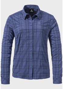Sch&ouml;ffel Outdoorbluse SCH&Ouml;FFEL "Hiking Blouse Style Dynkur WMS", Damen, Gr. 42, blau (8505, blau), Oberstoff: 81% Polyester 14% Nylon 5% Elasthan, Basic, V-Ausschnitt, Blusen Outdoorbluse