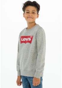 Sweatshirt LEVI'S KIDS "LVB LVB FRENCH TERRY BATWING", Jungen, Gr. 16/176, grau (hellgrau), Sweatware, Obermaterial: 55% Baumwolle, 45% Polyester, bedruckt, Basic normal, Rundhals, Rippb&uuml;ndchen, Sweatshirts Sweatshirt, mit gro&szlig;em Logo