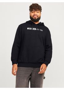 Jack & Jones PlusSize Hoodie "JJECORP LOGO SWEAT HOOD PLAY NOOS PLS", Herren, Gr. 5XL, schwarz, Sweatware, Obermaterial: 70% Baumwolle, 30% Polyester, JACK & JONES PLUSSIZE, unifarben, Basic, regular fit normal, Rippb&uuml;ndchen, Sweatshirts Hoodie