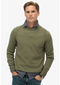 Strickpullover Superdry "WOOL BLEND JUMPER", Herren, Gr. S, light sage, Strick, Obermaterial: 35% Wolle, 35% Nylon, 30% Baumwolle, meliert, regular fit normal, Rundhals, Rippb&uuml;ndchen, Pullover Strickpullover