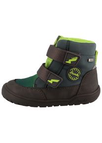Barfu&szlig;schuh Lurchi "Jimmy Barefoot TEX", Jungen, Gr. 28, braun (dunkelbraun, gr&uuml;n), Lederimitat, Textil, Schuhe Barfu&szlig;schuh, Klettboots mit TEX, Gr&ouml;&szlig;enschablone zum Download