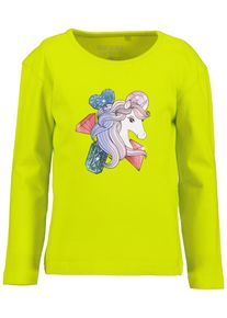 Langarmshirt Blue Seven, M&auml;dchen, Gr. 98, zitrone, Single Jersey, Obermaterial: 95% Baumwolle, 5% Elasthan, bedruckt, regular fit normal, Rundhals, Shirts Langarmshirt