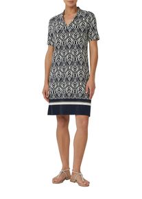 Sommerkleid s.Oliver BLACK LABEL, Damen, Gr. 48, N-Gr, blau, Web, Obermaterial: 93% Baumwolle, 7% Elasthan, bedruckt, regular fit kniefrei, V-Ausschnitt, Kleider Sommerkleid, mit All-Over Print