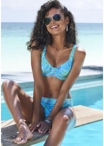 B&uuml;gel-Bikini-Top Sunseeker "Lapa", Damen, Gr. 48, Cup C, blau (t&uuml;rkis bedruckt), Microfaser, Recycling-Polyamid, bedruckt, Bikini-Oberteile B&uuml;gel-Bikini-Top, mit tropischem Print, Topseller