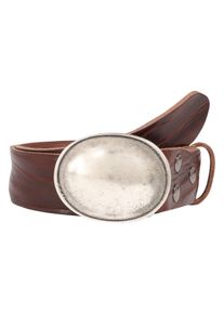 Lederg&uuml;rtel RETTUNGSRING G&Uuml;RTEL, Damen, Gr. 80, braun (dunkelbraun), Leder, unifarben, G&uuml;rtel Lederg&uuml;rtel, mit austauschbarer Schlie&szlig;e &raquo;Oval Gew&ouml;lbt Silber&laquo;