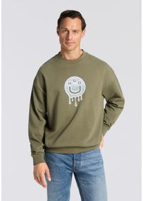 Sweatshirt HUGO BLUE "Newirex", Herren, Gr. L, open gr&uuml;n345, Sweatware, Obermaterial: 100% Baumwolle, unifarben, regular fit normal, Rundhals, B&uuml;ndchen, Sweatshirts Sweatshirt, Rundhalsausschnitt, regular fit, Logodruck