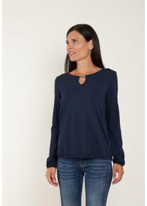 Langarmshirt Seidel Moden, Damen, Gr. 50, blau (navy), Jersey, Obermaterial: 95% Viskose, 5% Elasthan, unifarben, regular fit taillenbedeckt, Rundhals, elastischer Bund, Shirts Langarmshirt, MADE IN GERMANY