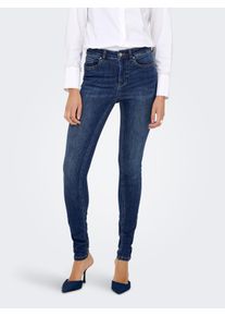 Skinny-fit-Jeans Only "ONLLULU HW SKINNY PUSH UP MAS090 BF DNM", Damen, Gr. XS (34), L&auml;nge 32, dunkelblau denim, Denim/Jeans, Obermaterial: 92% Baumwolle, 6% Elastomultiester, 2% Elasthan, unifarben, skinny fit, Jeans Skinny-fit-Jeans