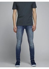 Jack & Jones Skinny-fit-Jeans JACK & JONES "JJILIAM Skinny Jeans mit Used-Waschung f&uuml;r schlanke Silhouette", Herren, Gr. 28, L&auml;nge 34, blau (blau denim), Denim/Jeans, Obermaterial: 70% Baumwolle, 28% Polyester, 2% Elasthan, Abriebeffekte, skinny fit, Jeans Skinny-fit-Jeans, Abriebeffekte, modisch, skinny fit, Baumwollmischung