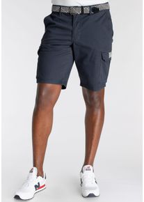 Cargoshorts DELMAO, Damen, Gr. 38, N-Gr, blau (marine), Web, Obermaterial: 98% Baumwolle, 2% Elasthan, unifarben, regular fit kniefrei, Hosen Cargoshorts, mit Details