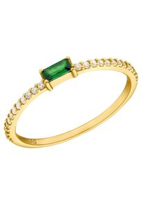 Fingerring Amor "Smaragreen" Gr. 58, gr&uuml;n (goldfarben, wei&szlig;, gr&uuml;n), Fingerringe, Damen, 58, Silber 925 (Sterlingsilber), 1,3mm, Fingerring, mit Zirkonia (synth.)