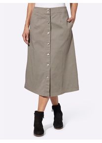 Jeansrock Classic Basics, Damen, Gr. 48, grau (taupe), 81% Baumwolle, 17% Polyester, 2% Elasthan, 97% Baumwolle, 3% Elasthan, unifarben, wadenlang, R&ouml;cke Jeansrock