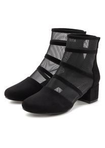 Stiefelette Lascana "Ankle Boots, Stiefel", Damen, Gr. 37, schwarz, Obermaterial: 100% Textilmaterial. Decksohle: 100% Lederimitat. Futter: 100% Lederimitat. Laufsohle: 100% Synthetik, leicht transparent, unifarben, Schuhe Stiefelette, mit modischen Mesh-Eins&auml;tzen und Blockabsatz VEGAN