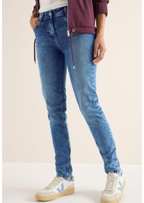 Slim-fit-Jeans Cecil "Style Toronto", Damen, Gr. 27, L&auml;nge 28, light blau washed, Denim/Jeans, Obermaterial: 98% Baumwolle, 2% Elasthan. Futter: 52% Polyester, 48% Baumwolle, slim fit lang, Jeans Slim-fit-Jeans, High Waist, im 5-Pocket-Stil