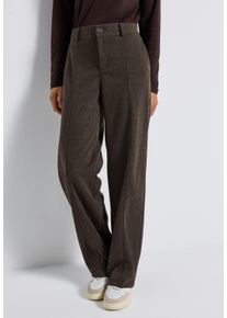 Stoffhose Street One, Damen, Gr. 46, L&auml;nge 30, deep roast braun, Web, Obermaterial: 73% Polyester, 24% Viskose, 3% Elasthan. Futter: 100% Polyester, Nadelstreifen, straight fit lang, Hosen Stoffhose, im Nadelstreifen-Look