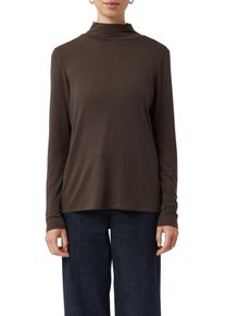 Langarmshirt comma, Damen, Gr. 40, schwarz chocolate, Single Jersey, Obermaterial: 76% Lyocell, 19% Wolle, 5% Elasthan, unifarben, regular fit taillenbedeckt, ohne Ausschnitt, gerader Abschluss, Shirts Langarmshirt, aus Woll- und Lyocellmix