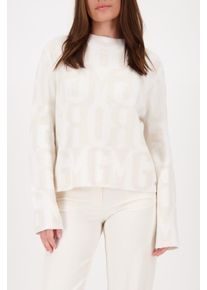 Strickpullover monari "Pullover Schriftenmix", Damen, Gr. 46, cashmere gemustert, Strick, Obermaterial: 35% Wolle, 30% Viskose, 25% Polyamid, 10% Polyester, gemustert, mehrfarbig, regular fit taillenbedeckt, Rundhals, eingesetzt gerader Abschluss, Pullover Strickpullover, Regular fit mit Rundhalsausschnitt