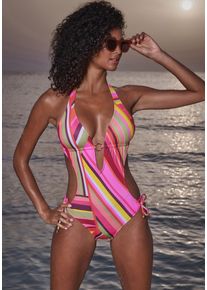 Monokini Bruno Banani, Damen, Gr. 36, Cup A/B, orange (orange bedruckt), Obermaterial: 80% Polyester, 20% Elasthan. Futter: 100% Polyamid, bedruckt, Badeanz&uuml;ge Monokini, mit edlem Zierring
