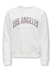 Sweatshirt KIDS Only "KOGRUNA CITY L/S O-NECK BOX CS SWT", M&auml;dchen, Gr. 122/128, cloud dancer print:los angeles, flower heart aop, Sweatware, Obermaterial: 60% Baumwolle, 40% Polyester, bedruckt, Rundhals, Sweatshirts Sweatshirt