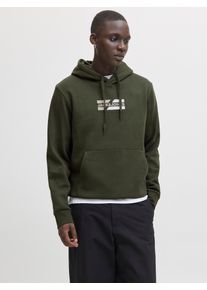 Jack & Jones Kapuzensweatshirt JACK & JONES "JJECORP GRAPHIC SWEAT HOOD NOOS", Herren, Gr. S, duffel bag detail:01, angeraute Sweatware, Obermaterial: 70% Baumwolle, 30% Polyester, bedruckt, relaxed fit taillenbedeckt, ohne Ausschnitt, Rippb&uuml;ndchen, Sweatshirts Kapuzensweatshirt, mit Logo Print