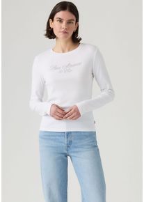 Levi's Langarmshirt LEVI'S "GR ESSENTIAL LS T", Damen, Gr. S (36), rhinestone script br, Single Jersey, Obermaterial: 100% Baumwolle, bestickt, regular fit normal, Rundhals, gerader Abschluss, Shirts Langarmshirt, mit Glitzersteinen