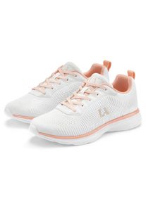 Sneaker Lascana "Turnschuhe", M&auml;dchen, Gr. 40, rosa (wei&szlig;, lachsfarben), Obermaterial: 60% Textilmaterial, 40% Lederimitat. Decksohle: 100% Textilmaterial. Futter: 100% Textilmaterial. Laufsohle: 100% Synthetik, kontrastfarbene Details, unifarben, Basic, Schuhe Sneaker, Freizeitschuh, Halbschuh im sportiven Look VEGAN, Topseller