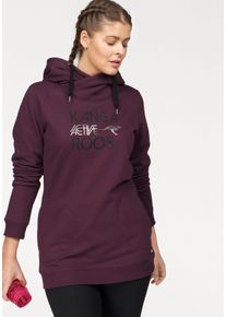 Sweatshirt Kangaroos, Damen, Gr. 52/54, lila (aubergine), Obermaterial: 65% Baumwolle, 35% Polyester, figurumspielend lang, Sweatshirts Sweatshirt, lange &Auml;rmel, figurumspielende Passform, gro&szlig;e Gr&ouml;&szlig;en
