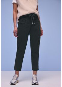 Jogger Pants Street One "Style Bonny", Damen, Gr. 46, L&auml;nge 28, pine grove gr&uuml;n, Web, Obermaterial: 60% Lyocell, 37% Baumwolle, 3% Elasthan, unifarben, 7/8-L&auml;nge, Hosen Jogger Pants, mit Cargo-Taschen und Kordelzug