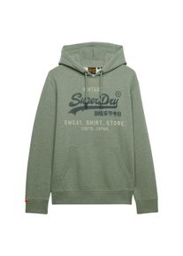 Kapuzensweatshirt Superdry "SD-VL HERITAGE RELAXED HOOD", Herren, Gr. L, thyme gr&uuml;n marl, Jersey, Obermaterial: 55% Baumwolle, 45% Polyester, meliert, relaxed fit normal, ohne Ausschnitt, Rippb&uuml;ndchen, Sweatshirts Kapuzensweatshirt