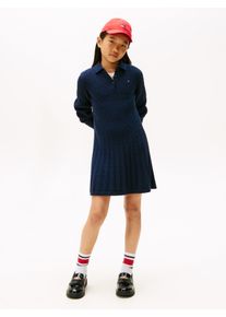 Strickkleid Tommy Hilfiger "CABLE SWEATER DRESS", M&auml;dchen, Gr. 14 (164), N-Gr, blau (schwarz night navy), Strick, Obermaterial: 100% Baumwolle, unifarben, regular fit kniefrei, Rundhals, eingesetzt B&uuml;ndchen, Kleider Strickkleid, Kinder bis 16 Jahre