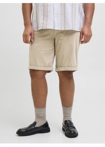 Jack & Jones PlusSize Chinoshorts "JPSTDAVE JJCHINO SHORTS SN AKM PLS", Herren, Gr. 46 (6XL), N-Gr, beige (crockery), Web, Obermaterial: 98% Baumwolle, 2% Elasthan, JACK & JONES PLUSSIZE, unifarben, regular fit knielang, Hosen Chinoshorts