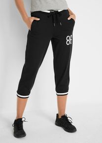 Jogginghose bonprix "Jogginghose, 3/4-L&auml;nge aus Baumwollmix", Damen, Gr. 44/46 (L), N-Gr, schwarz (schwarz bedruckt), Obermaterial: 95% Baumwolle, 5% Elasthan, regular fit, Hosen Jogginghose, aus Baumwollmix, mit Stretch-Material, Regular Fit, casual Stil