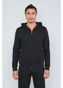 JOOP! Kapuzensweatjacke JOOP "Leisure", Herren, Gr. L, schwarz, Steppware, Obermaterial: 95% Baumwolle, 4% Elasthan, 1% sonstige Fasern, unifarben, Basic h&uuml;ftbedeckend, ohne Ausschnitt, angesetztes B&uuml;ndchen, Sweatjacken Kapuzensweatjacke, mit trendiger Kapuze