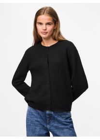 Strickjacke Pieces "PCMALOU LS KNIT CARDIGAN NOOS BC", Damen, Gr. M, schwarz, Strick, Obermaterial: 65% Polyester, 17% Polyacryl, 10% Nylon, 5% Wolle, 3% Elasthan, unifarben, slim fit taillenbedeckt, Rundhals, Strickjacken Strickjacke, Materialmix, slim fit