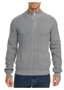 Strickjacke INDICODE "INEmil Cardigan", Herren, Gr. XL, lt grau mel, Strick, Obermaterial: 60% Polyester, 40% Baumwolle, meliert, regular fit h&uuml;ftbedeckend, hoch geschlossener Ausschnitt, Strickb&uuml;ndchen, Strickjacken Strickjacke