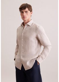 Leinenhemd Seidensticker "Schwarze Rose", Damen, Gr. XXL (45), normale &Auml;rmell&auml;ngen, beige, 100% Leinen, unifarben, slim fit, 2-Knopf-Manschette, Hemden Leinenhemd, Slim 1/1 Kentkragen Uni