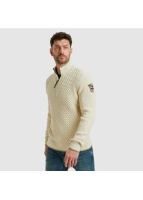 PME-Legend Troyer PME LEGEND, Herren, Gr. 3XL, bone wei&szlig;, Strick, Obermaterial: 68% Baumwolle, 32% Polyamid, normal normal, ohne Ausschnitt, Pullover Troyer, im Mustermix