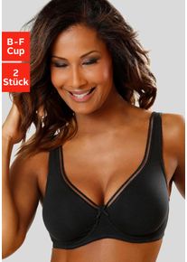 Minimizer-BH Petite Fleur, Damen, Gr. 90, Cup E, schwarz (schwarz, wei&szlig;), Jersey, Obermaterial: 95% Baumwolle, 5% Elasthan, Basic, BHs Minimizer-BH, aus Baumwolle mit nahtlosen Cups, Basic Dessous