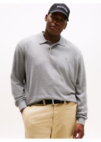 Tommy Hilfiger Big & Tall Polokragenpullover "BT-PIMA ORG CTN CASH", Herren, Gr. 5XL, grau (medium grau heather), Strick, Obermaterial: 92% Baumwolle, 8% Kaschmir, TOMMY HILFIGER BIG & TALL, B&uuml;ndchen, Pullover Polokragenpullover, Gro&szlig;e Gr&ouml;&szlig;en, regular fit, Polokragen