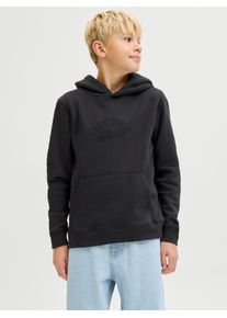 Jack & Jones Kapuzensweatshirt JACK & JONES JUNIOR "JORBLEECKER BRANDING SWEAT HOOD BF JNR", Jungen, Gr. 164, schwarz detail:org, angeraute Sweatware, Obermaterial: 70% Baumwolle, 30% Polyester, unifarben, loose fit h&uuml;ftbedeckend, Rundhals, Rippb&uuml;ndchen, Sweatshirts Kapuzensweatshirt