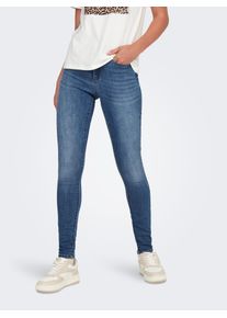 Skinny-fit-Jeans Only "ONLWAUW MID SKINNY DNM BJ370 NOOS", Damen, Gr. XXL, L&auml;nge 32, medium blau denim, Denim/Jeans, Obermaterial: 64% Baumwolle, 31% Polyester, 3% Viskose, 2% Elasthan, Abriebeffekte, skinny fit, Jeans Skinny-fit-Jeans