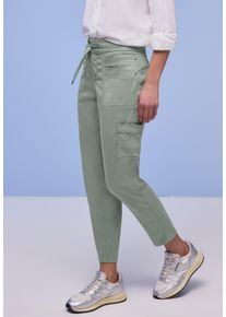 Jogger Pants Street One "Style Bonny", Damen, Gr. 46, L&auml;nge 28, schwarz mint gr&uuml;n, Web, Obermaterial: 60% Lyocell, 37% Baumwolle, 3% Elasthan, unifarben, 7/8-L&auml;nge, Hosen Jogger Pants, mit Cargo-Taschen und Kordelzug, Topseller